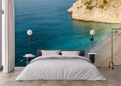 Kaputas beach, Turkey. Beautiful turquoise beach with sun in a Turkish resort in summer Wall mural