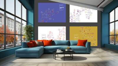 Lines and dots connect vector design. Network shapes design. Abstract pattern of dots, lines, rounded squares, circles and other simple geometric objects. Scheme shapes tech concept style Wall mural