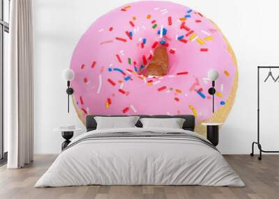 Pink donut closeup Wall mural