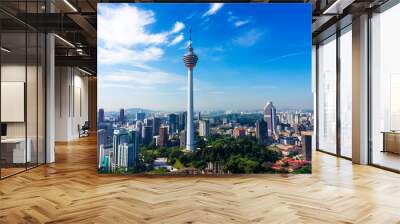 Skyline of Kuala Lumpur downtown with skyscrapers and KL tower Wall mural