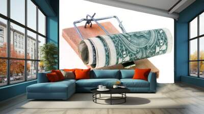 mouse trap with dollars. Wall mural