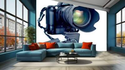 professional dslr camera with telephoto zoom lens Wall mural