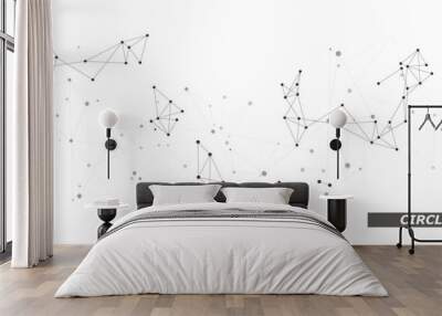 Vector abstract connextions dots and lines. low poly digital network. Modern lines background Wall mural