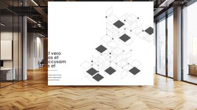 vector connection with dots lines gray squares white background Wall mural