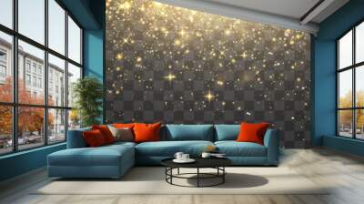 Vector flying particles of light. Magical light dust, dusty shine. Christmas light effect. Sparkling particles of fairy dust glow in transparent background. Vector illustration on png Wall mural