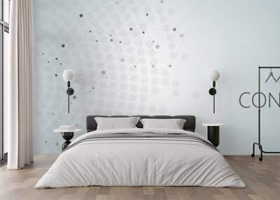 Vector horisontal template with modern design. Abstract geometric pattern, connections dots and lines background Wall mural