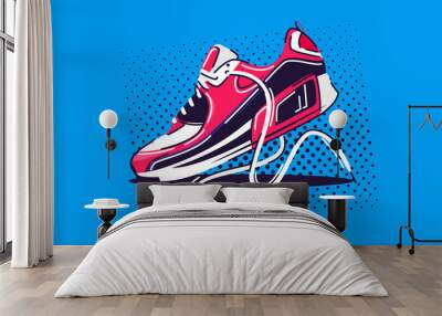 Vector illustration of one sports running Shoe Wall mural