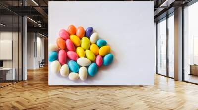 colorful candies with white background for text Wall mural