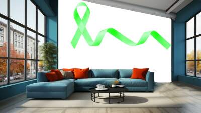 green ribbon on white background. green april. work accident prevention campaign Wall mural