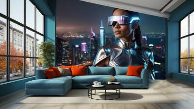 A woman in the futuristic future of 2100 Wall mural