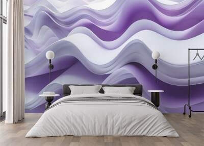 In this elegant illustration, waves of soft purple and pink silk cascade gracefully, creating a luxurious texture that exudes opulence and sophistication. Wall mural