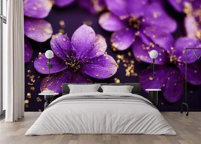 Purple and gold flowers Wall mural