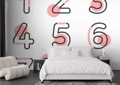 (element) set of ten numbers form zero to nine, number flat design Wall mural