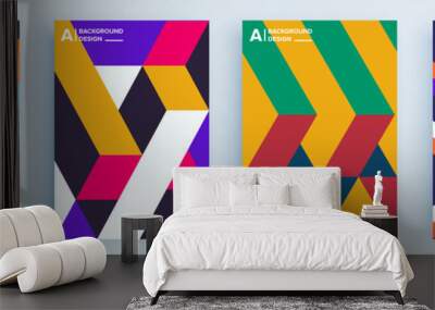 Modern abstract covers set, minimal covers design. Colorful geometric background, vector illustration. Wall mural