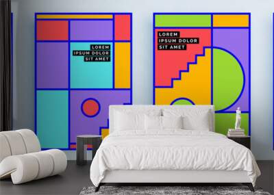 Modern abstract covers set, minimal covers design. Colorful geometric background, vector illustration. Wall mural