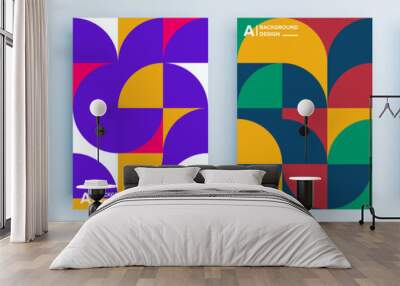 Modern abstract covers set, minimal covers design. Colorful geometric background, vector illustration. Wall mural