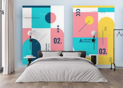 Modern abstract covers set, minimal covers design. Colorful geometric background, vector illustration. Wall mural