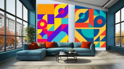 Modern abstract covers set, minimal covers design. Colorful geometric background, vector illustration. Wall mural