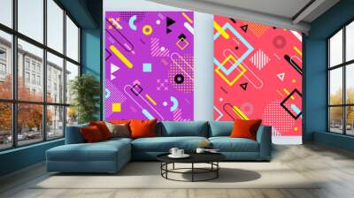 Modern abstract covers set, minimal covers design. Colorful geometric background, vector illustration. Wall mural