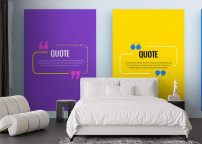 Quote frames blank templates set. Text in brackets, citation empty speech bubbles, quote bubbles. Textbox isolated on color background. Vector illustration. Wall mural