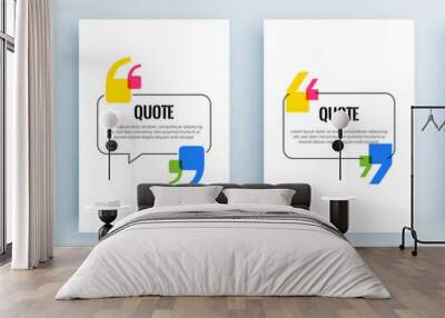 Quote frames blank templates set. Text in brackets, citation empty speech bubbles, quote bubbles. Textbox isolated on color background. Vector illustration. Wall mural