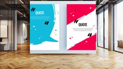 Quote frames blank templates set. Text in brackets, citation empty speech bubbles, quote bubbles. Textbox isolated on color background. Vector illustration. Wall mural