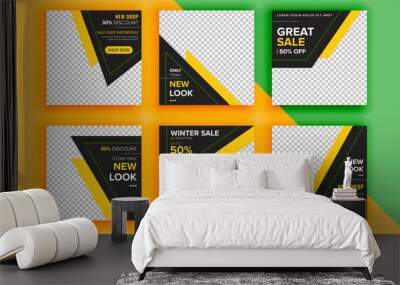 Set of sale banner template design. Vector illustration. Wall mural