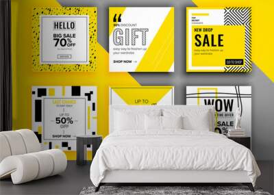 Set of sale banner template design. Vector illustration. Wall mural