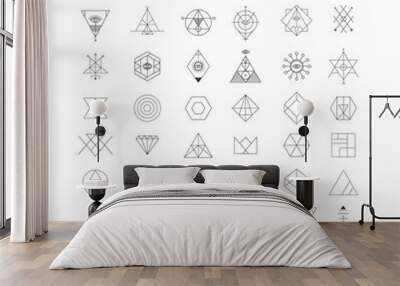 Set of vector trendy geometric icons. Alchemy symbols collection Wall mural