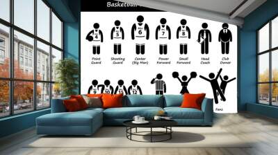 Basketball Players Team Cliparts Wall mural