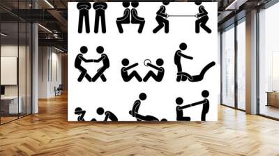 Exercise Workout with a Partner Pictogram Wall mural