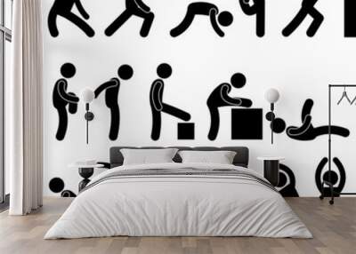 Man People Athletic Exercise Stretching Symbol Pictogram Icon Wall mural