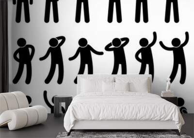 Various Standing Postures Poses Human Man People Stick Figure Stickman Pictogram Icons Wall mural