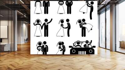 Wedding Bride Bridegroom Married Marry Marriage Wall mural