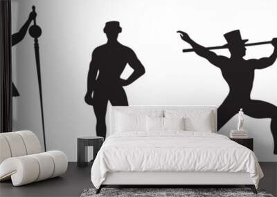 Silhouette of a strong circus actor. Vector design of man for sport festival or performance Wall mural