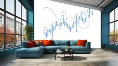 Blue trading world chart schedule. High quality illustration. Png format with transparent background Wall mural