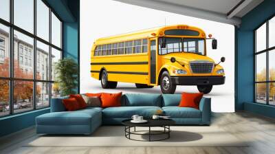 Yellow classic school bus isolated on white background Wall mural