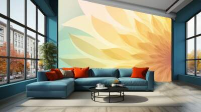 Abstract flower or sun on colorful minimalist background with copy space Wall mural