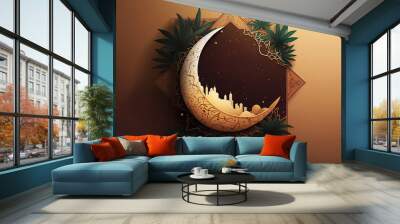 Islamic Ramadan holiday banner with moon Wall mural