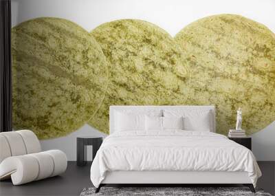 Mexican spinach flavored wheat tortilla wraps on white background Wall mural