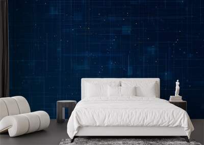 Blue digital line and grid perspective technology abstract background concept Wall mural