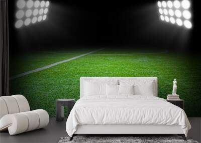 The football field with spotlight in stadium Wall mural