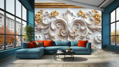 A touch of royalty Embellish your surroundings with regal white and gold wallpaper Wall mural