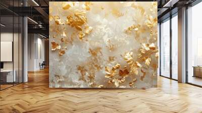 Gilded Let the delicate intricacies of white and gold wallpaper tell a story of luxury Wall mural