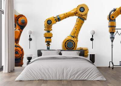 Set of Orange robot arm for industry isolated on white background Wall mural