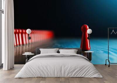 A red game piece stands out against a backdrop of blurred figures. Wall mural