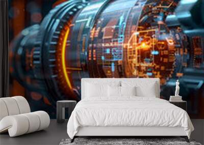 Captivating Three-Dimensional Schematics:A Hyper-Detailed Photographic of Futuristic Engineering Wall mural