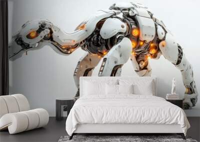 Futuristic robot camel design with glowing elements on a white isolated background. Wall mural