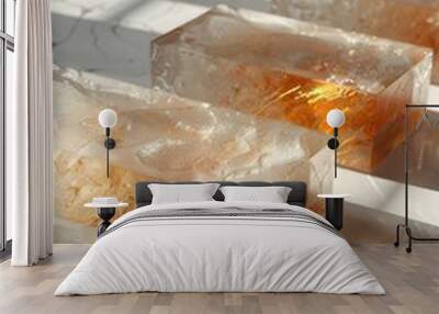 Sustainable Sulfur Battery Module with Geometric Form and Minimalist Metallic Highlights Wall mural