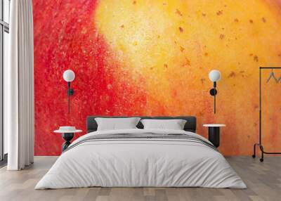 Red and yellow apple texture with water drops. Wall mural